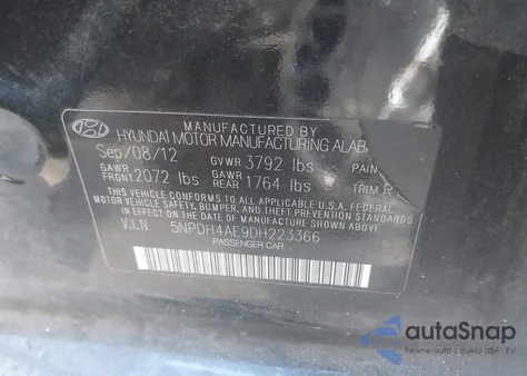 2013 Hyundai Elantra Limited from USA, damaged, VIN 5NPDH4AE9DH223366